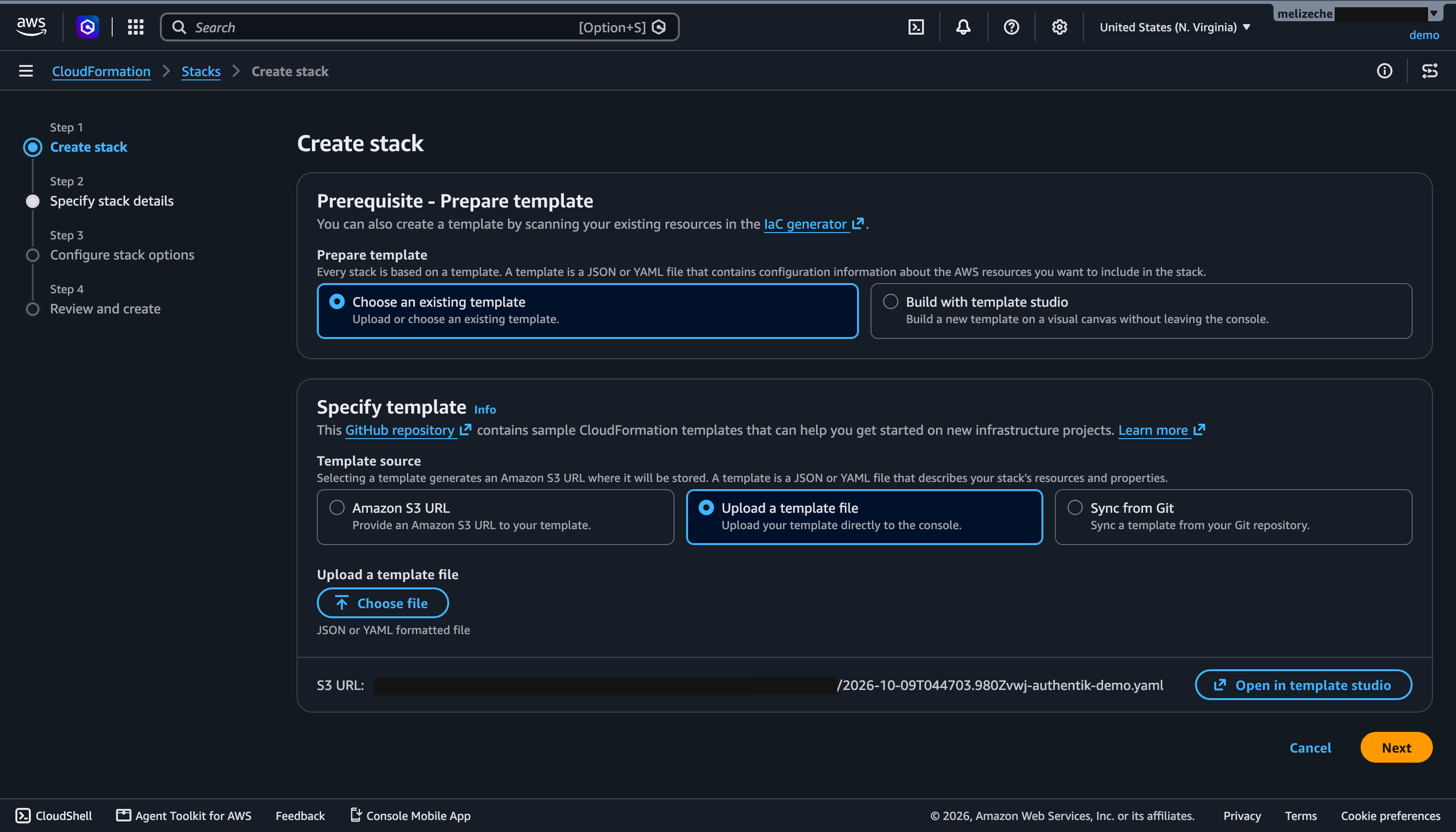 Crear el stack subiendo el template
