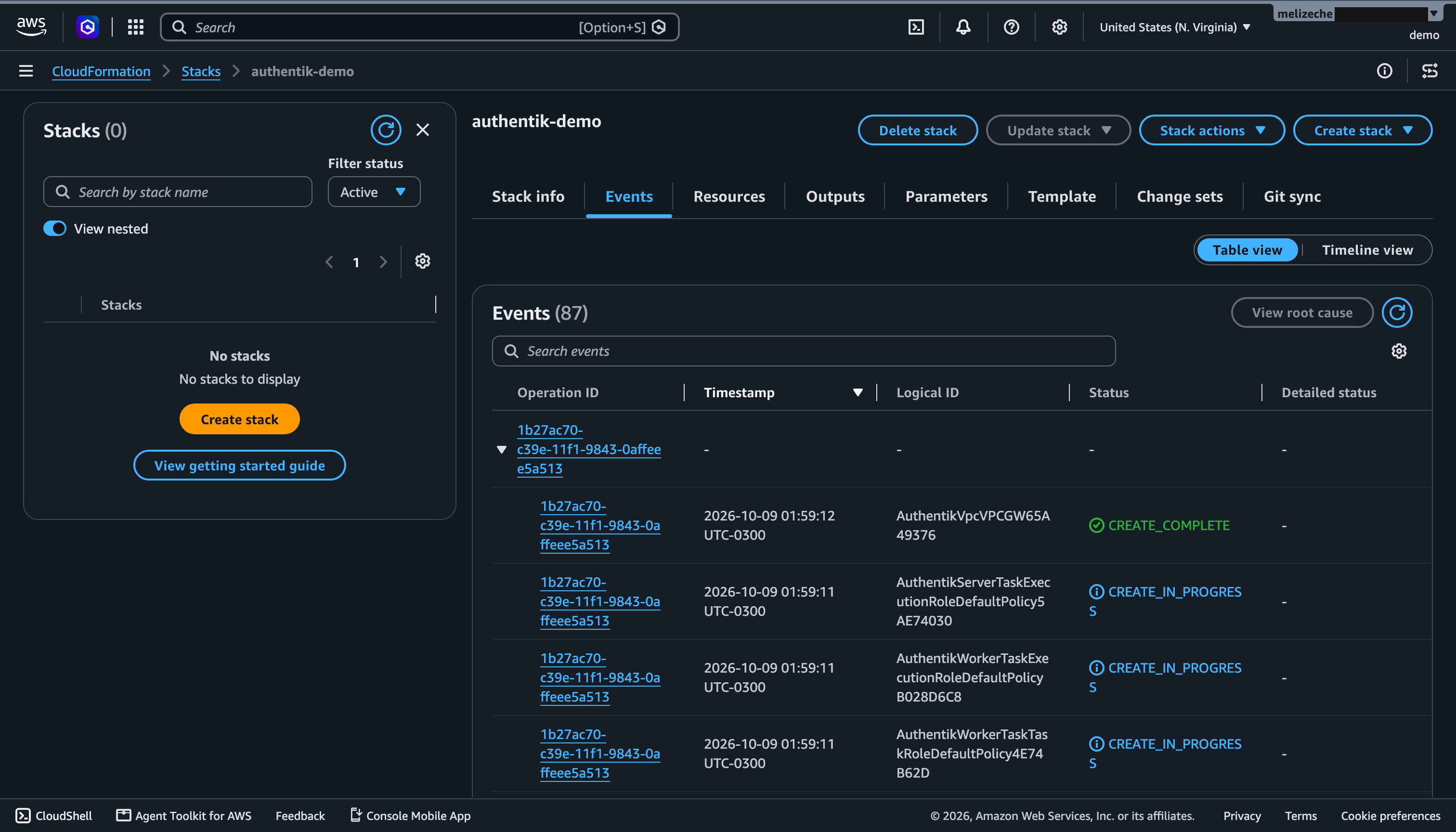 Eventos del stack mientras se crea