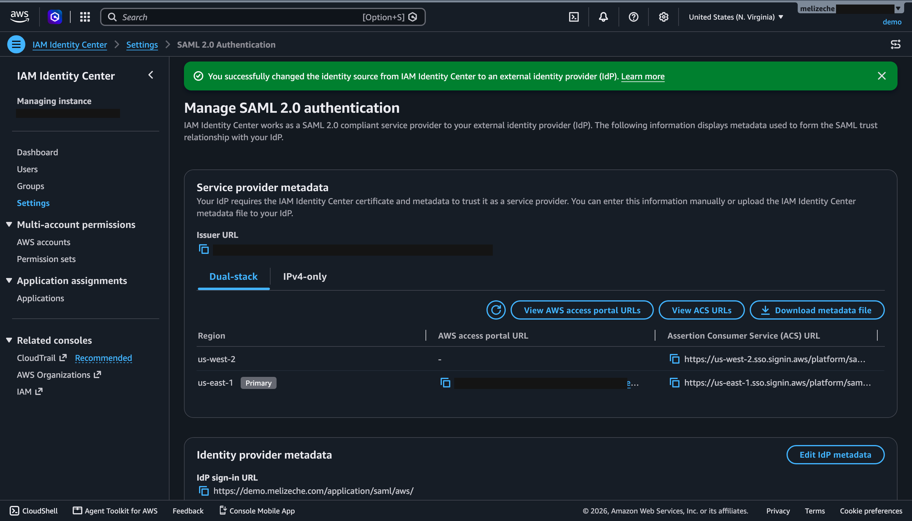 Identity source cambiado a authentik